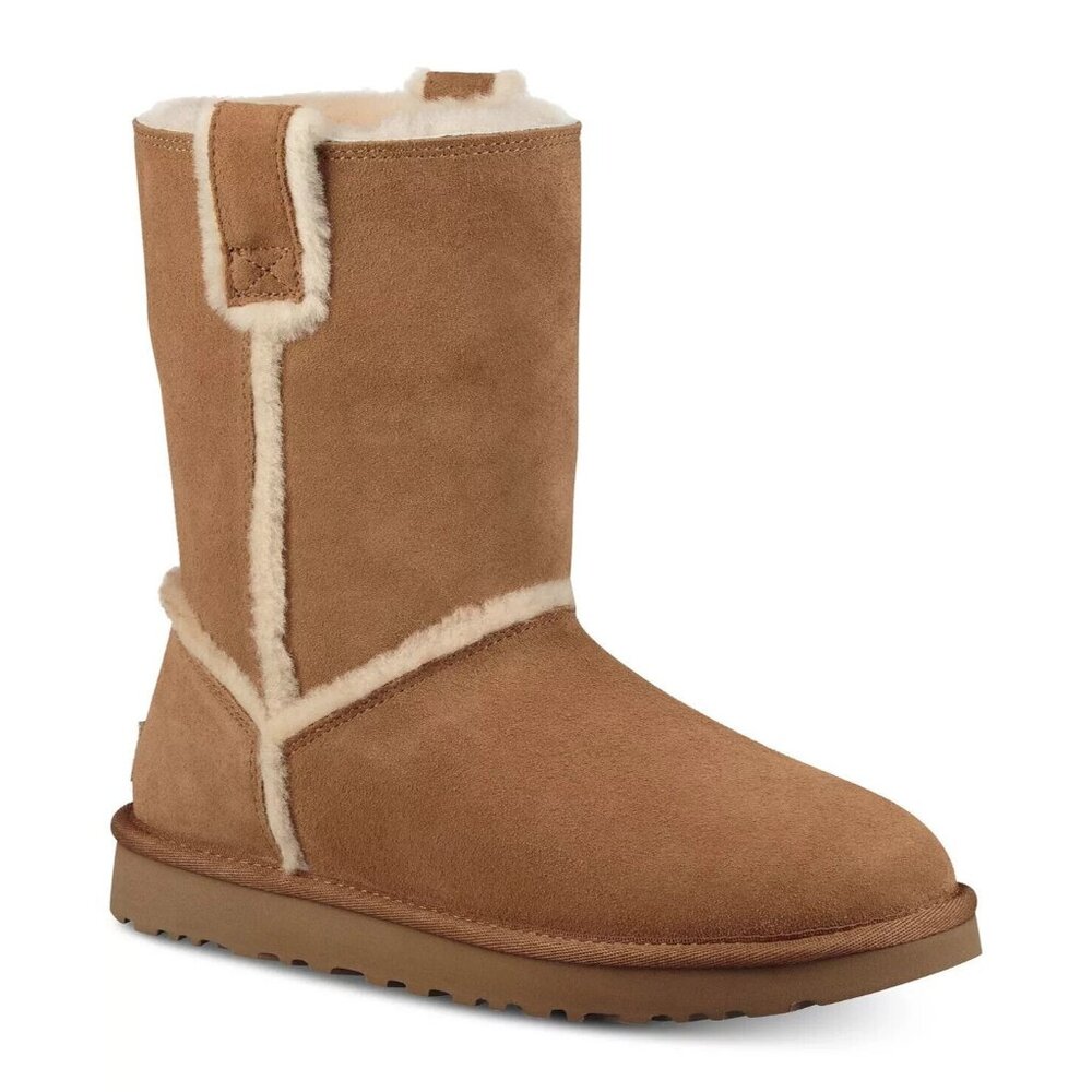 UGG Women's Classic Short Spill Seam Boots Booties 7 Chestnut NEW with Box